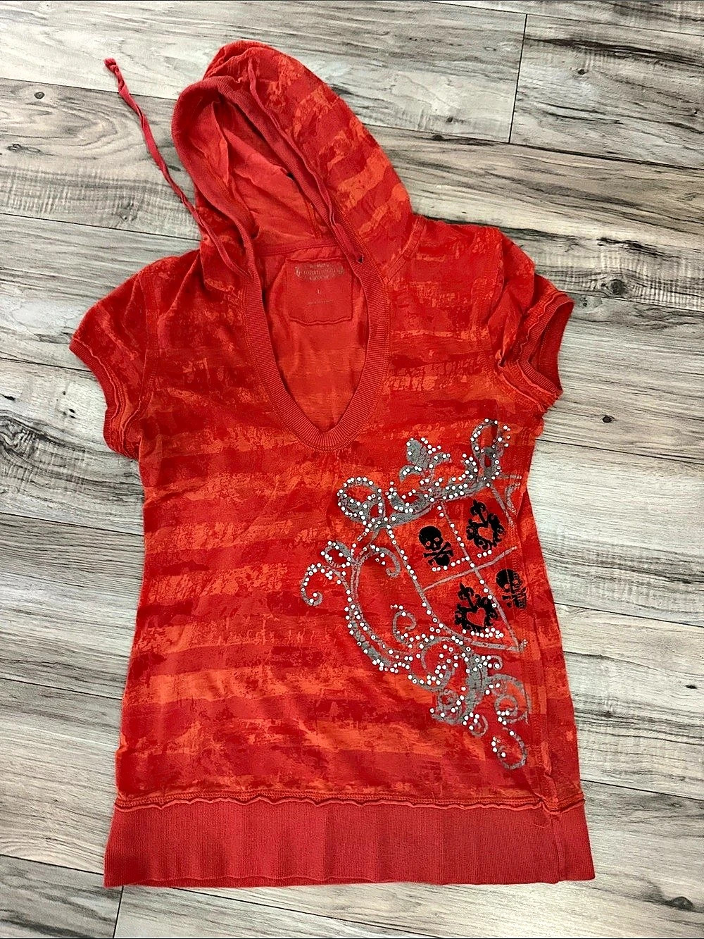 Rampage Women's Graphic Hooded Top Size Large